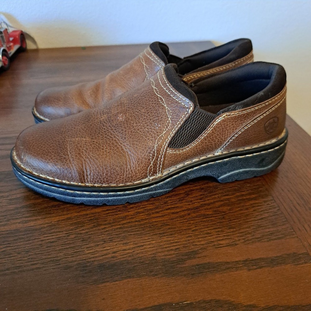 Ariat Womens Brown Leather 4LR Slip On Loafers Cruiser Shoes Contrast Stitching